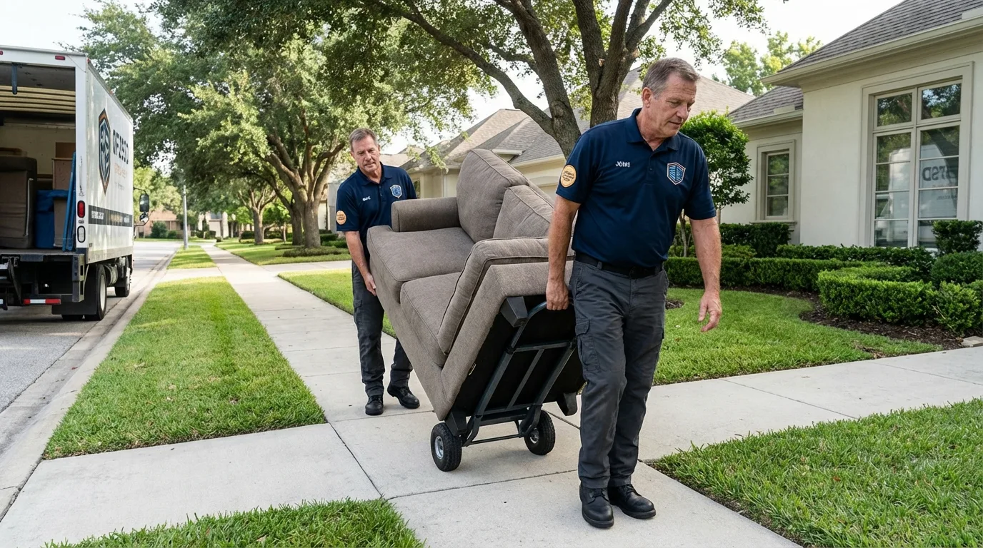 Local residential moving crew loading furniture in Stilwell, OK